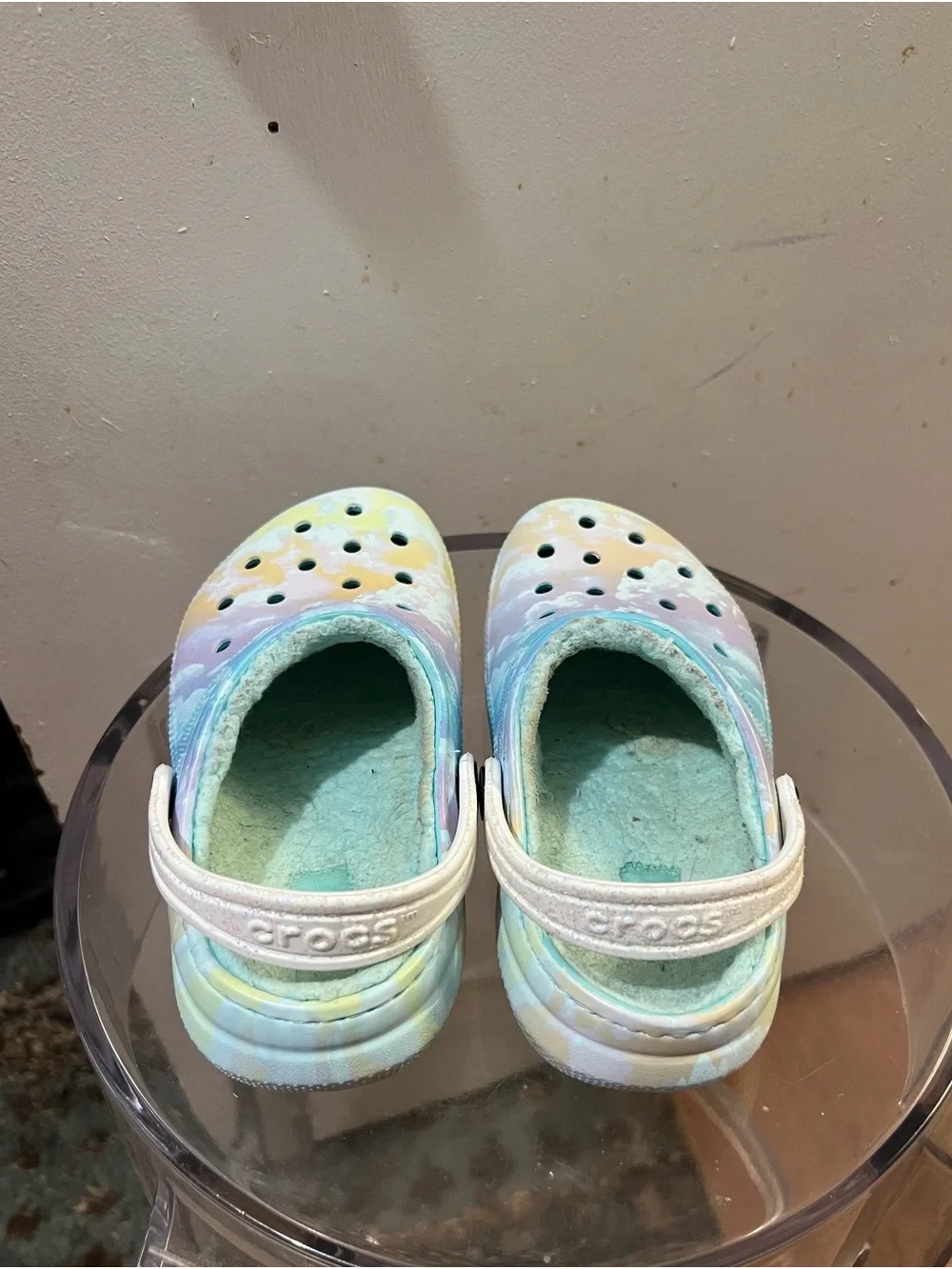 CROCS Kids Pastel Tie-Dye Clogs with White Strap
